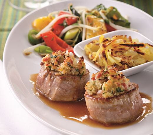 recipe image Lungenbraten, gratiniert, mit Soja-Lauch-Gemüse