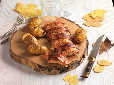 recipe image Lachsforelle im Räucherspeck